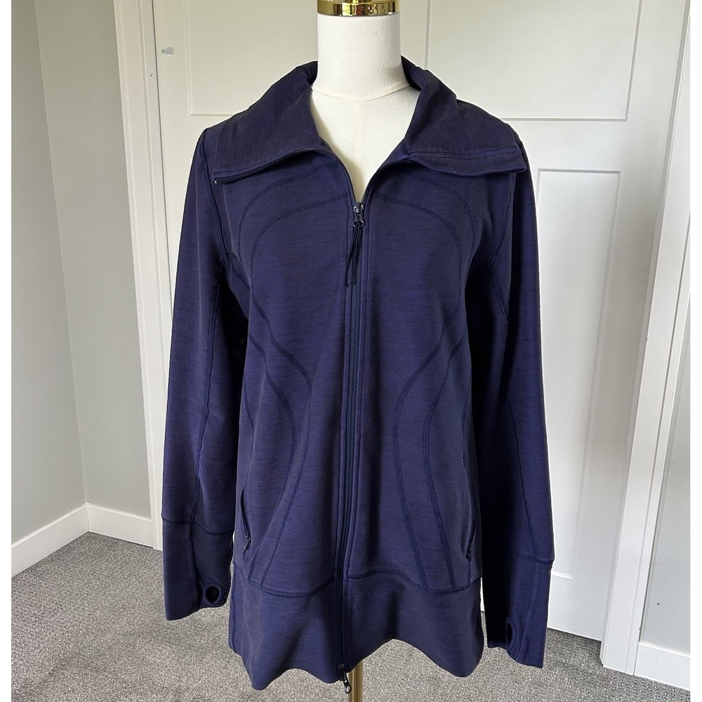 Lululemon In Stride Jacket Women's 12 Deep Indigo Purple Full Zip Thumbholes